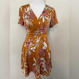 Express Women’s Floral Mustard Dress Size 2